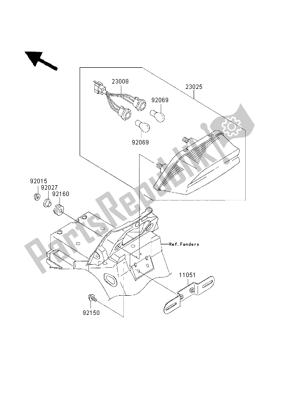 Alle onderdelen voor de Achterlicht van de Kawasaki ZRX 1200R 2003