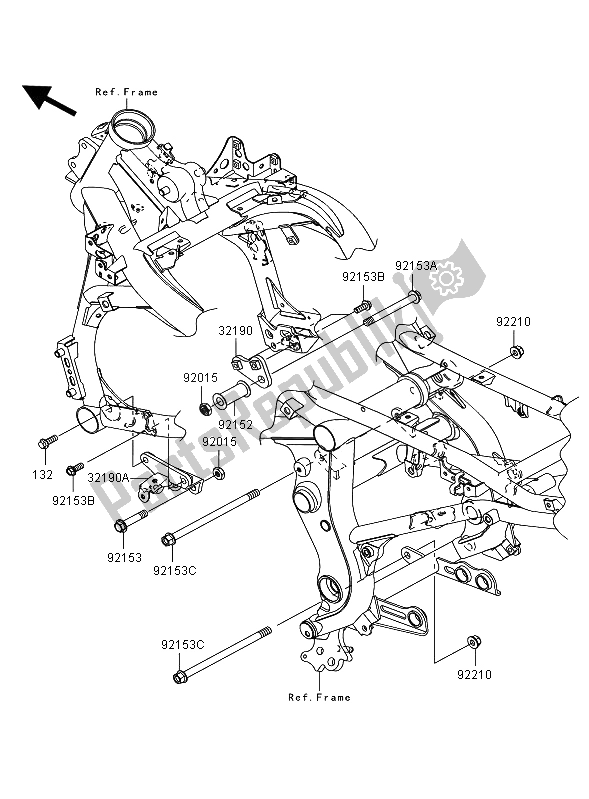 Todas as partes de Montagem Do Motor do Kawasaki Versys 650 2009