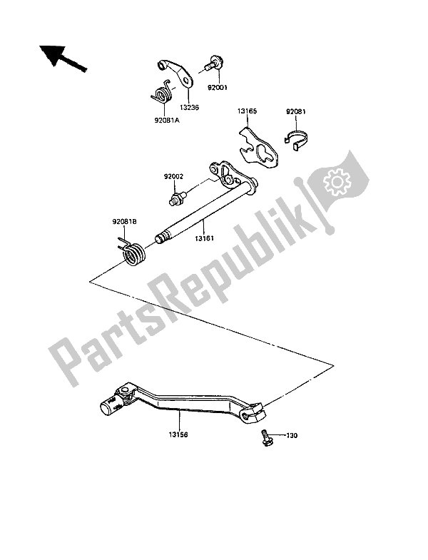 Tutte le parti per il Meccanismo Di Cambio Marcia del Kawasaki KLR 250 1988