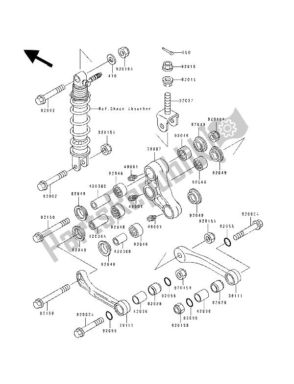 Alle onderdelen voor de Suspensie van de Kawasaki ZXR 400 1990