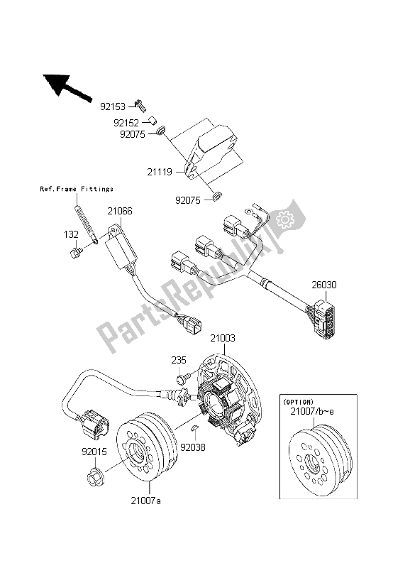 All parts for the Generator of the Kawasaki KX 250 2003