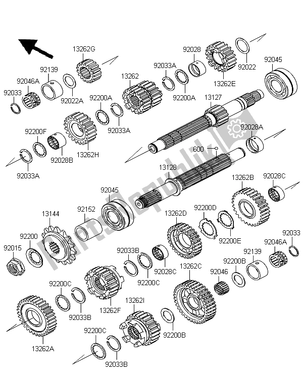 Todas las partes para Transmisión de Kawasaki Z 750R ABS 2011