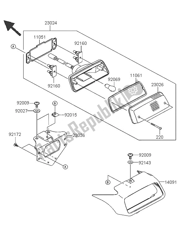 Alle onderdelen voor de Achterlicht( van de Kawasaki KFX 700 2005