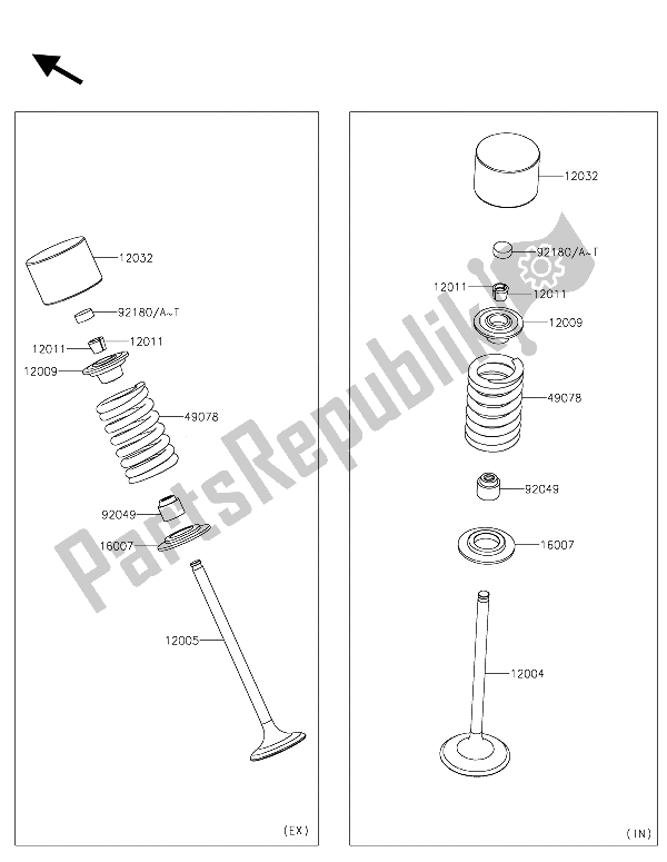 All parts for the Valve(s) of the Kawasaki Z 250 SL 2015