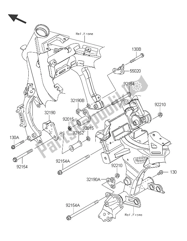 Todas as partes de Montagem Do Motor do Kawasaki ER 6N ABS 650 2016