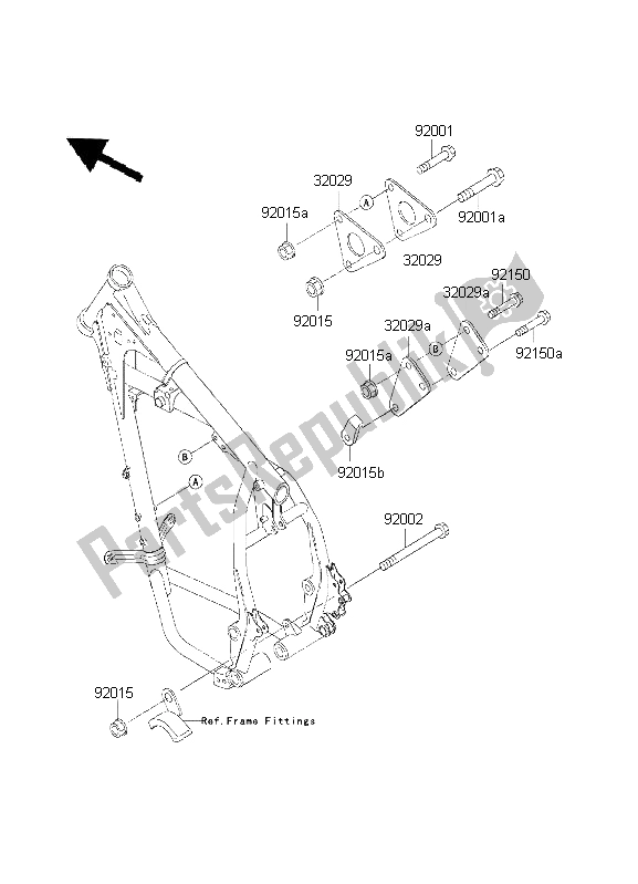 All parts for the Engine Mount of the Kawasaki KLR 650 2001