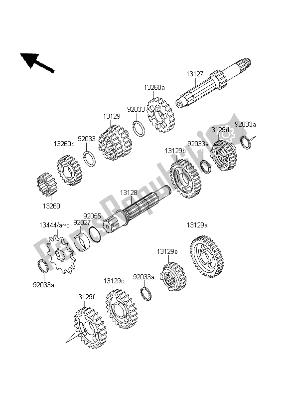All parts for the Transmission of the Kawasaki KX 80 SW LW 1999