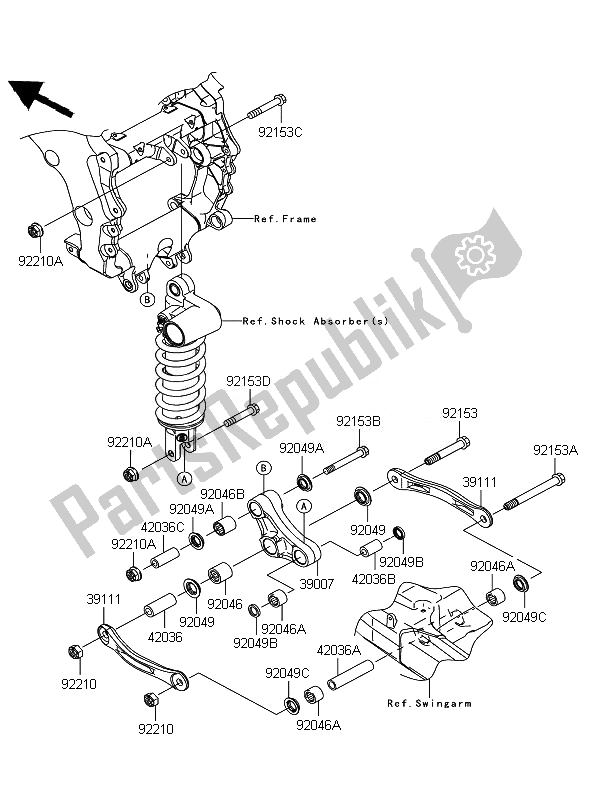 Alle onderdelen voor de Suspensie van de Kawasaki ZZR 1400 ABS 2010