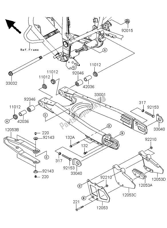 Toutes les pièces pour le Bras Oscillant du Kawasaki KLX 250 2009