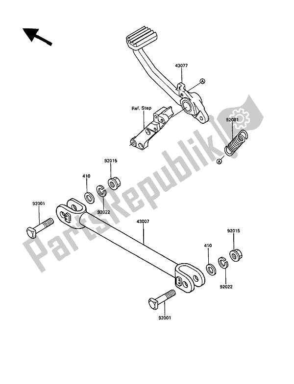 Alle onderdelen voor de Rempedaal van de Kawasaki 1000 GTR 1990