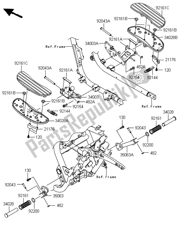 Todas as partes de Apoios Para Os Pés do Kawasaki VN 1700 Voyager Custom ABS 2014