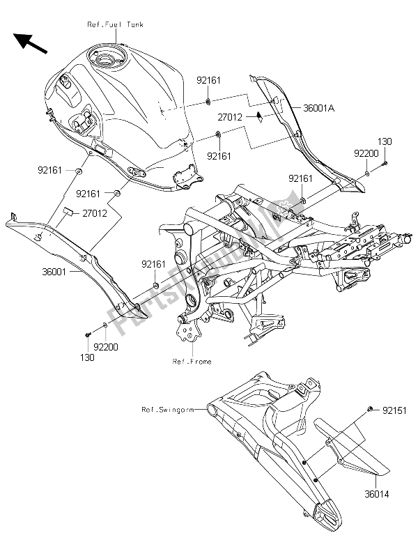 Tutte le parti per il Coperture Laterali E Copertura A Catena del Kawasaki Versys 650 ABS 2015