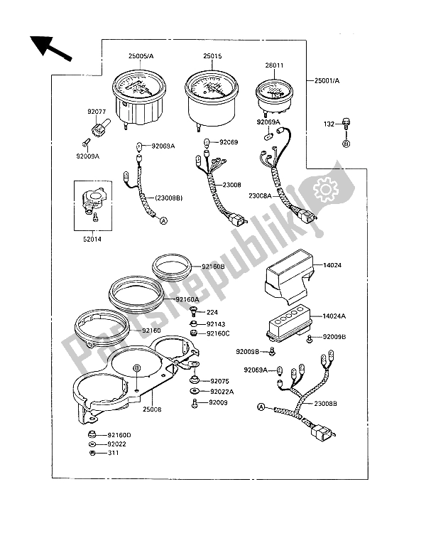 Toutes les pièces pour le Mètre (s) du Kawasaki KR 1 250 1989