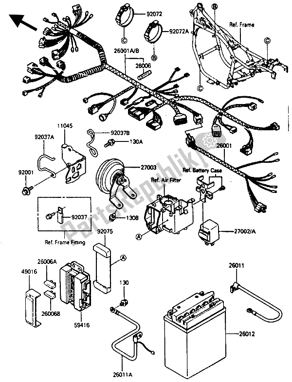 Alle onderdelen voor de Elektrische Apparatuur van de Kawasaki ZL 600 1986