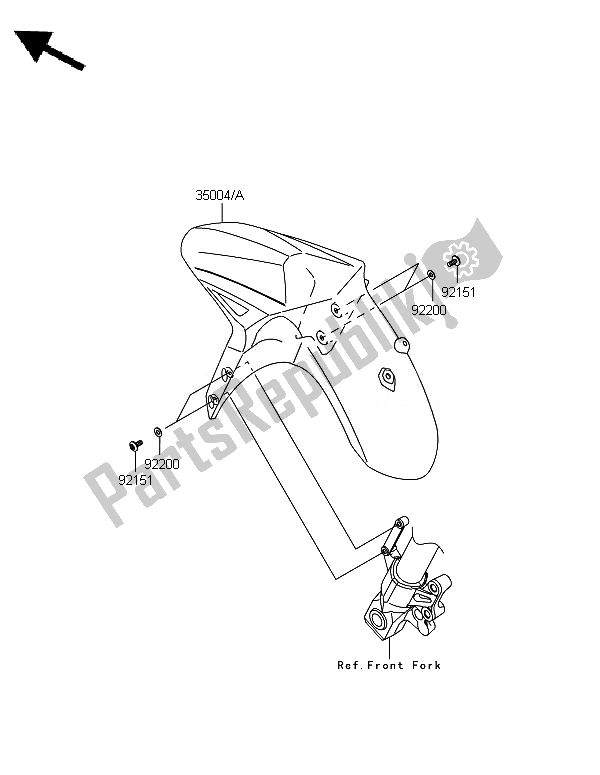 All parts for the Front Fender of the Kawasaki Versys 650 2010