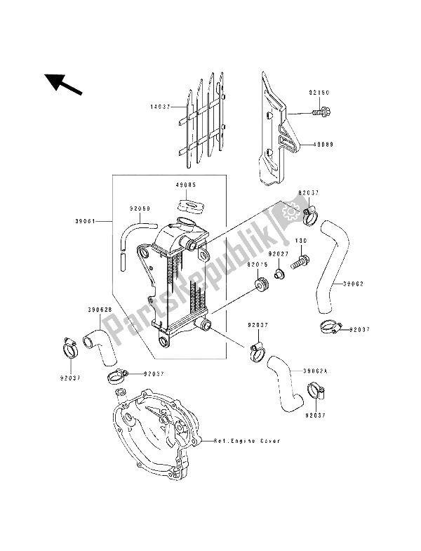 Toutes les pièces pour le Radiateur du Kawasaki KX 60 1993