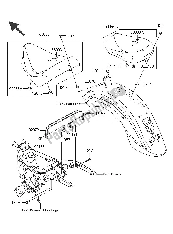 All parts for the Seat(jkbvnt60aaa014811 ) of the Kawasaki VN 1600 Classic 2005