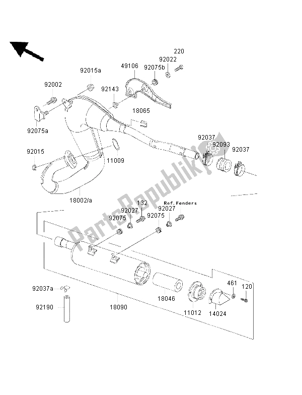 Todas las partes para Silenciador de Kawasaki KMX 125 1999