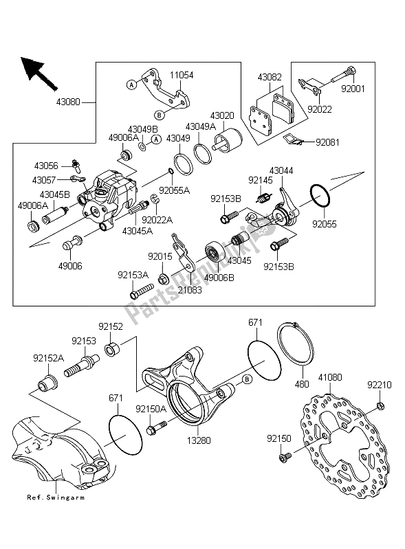 All parts for the Rear Brake of the Kawasaki KFX 450R 2009