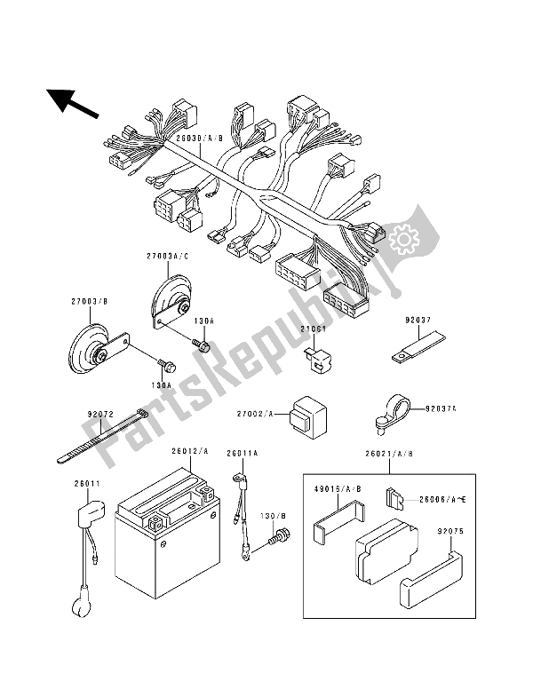 Tutte le parti per il Equipaggiamento Elettrico Del Telaio del Kawasaki Zephyr 1100 1992