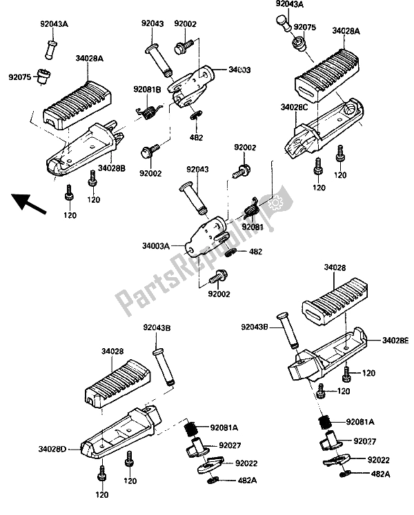 Tutte le parti per il Passo del Kawasaki GPZ 750R 1986