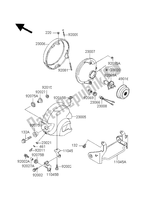 Todas as partes de Farol do Kawasaki EL 250 1996