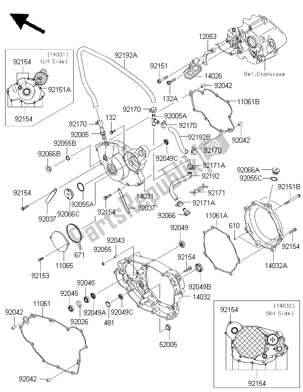 Tutte le parti per il Coperchio (i) Del Motore del Kawasaki KLX 450R 2015