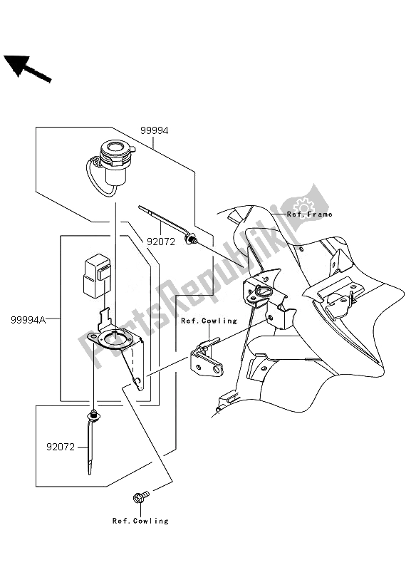 Tutte le parti per il Accessorio (presa Dc12v) del Kawasaki Versys 650 2011