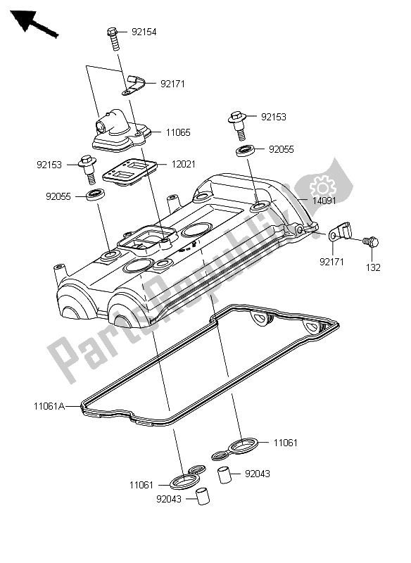 Toutes les pièces pour le Le Couvre-culasse du Kawasaki ER 6N 650 2012