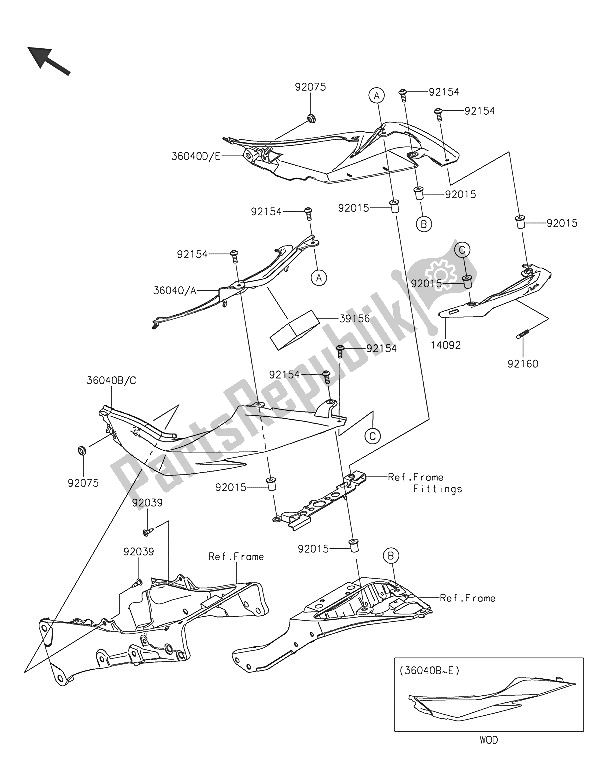 Wszystkie części do Os? Ony Boczne Kawasaki Ninja ZX 6R ABS 600 2016