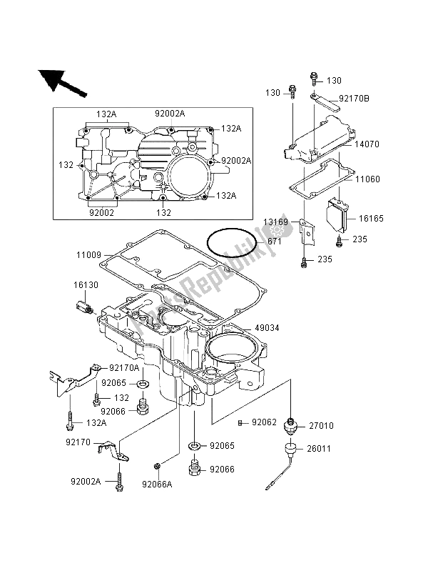 All parts for the Breather Cover & Oil Pan of the Kawasaki ZZR 1100 1995