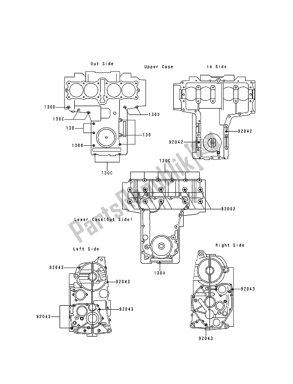 Tutte le parti per il Modello Del Bullone Del Basamento del Kawasaki Zephyr 750 1994