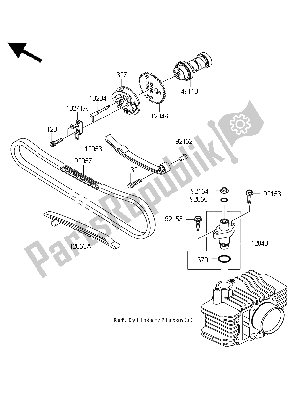 All parts for the Camshaft & Tensioner of the Kawasaki KLX 110 2011