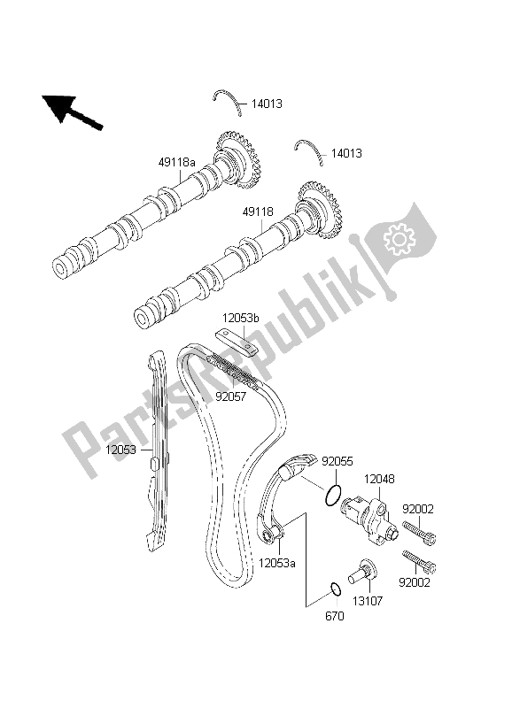 All parts for the Camshaft & Tensioner of the Kawasaki Ninja ZX 7R 750 2001