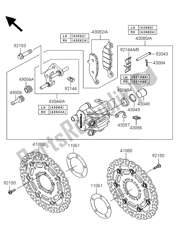 Tutte le parti per il Freno Anteriore del Kawasaki Versys 650 2013