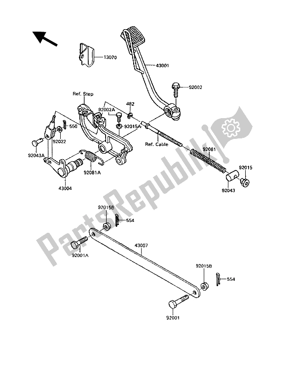 All parts for the Brake Pedal of the Kawasaki VN 750 Twin 1987