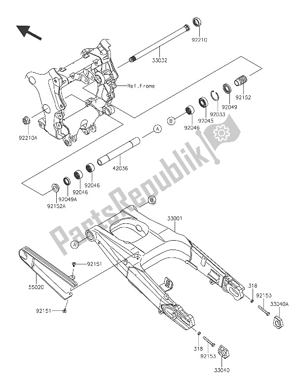 All parts for the Swingarm of the Kawasaki ZZR 1400 ABS 2016