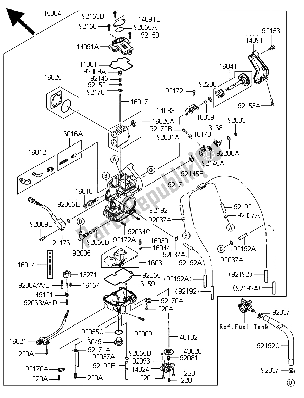 All parts for the Carburetor of the Kawasaki KLX 450 2013