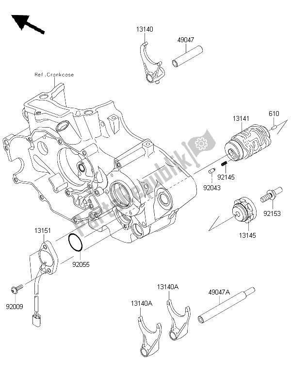 Tutte le parti per il Tamburo Cambio E Forcella / E Cambio del Kawasaki KLX 450R 2015