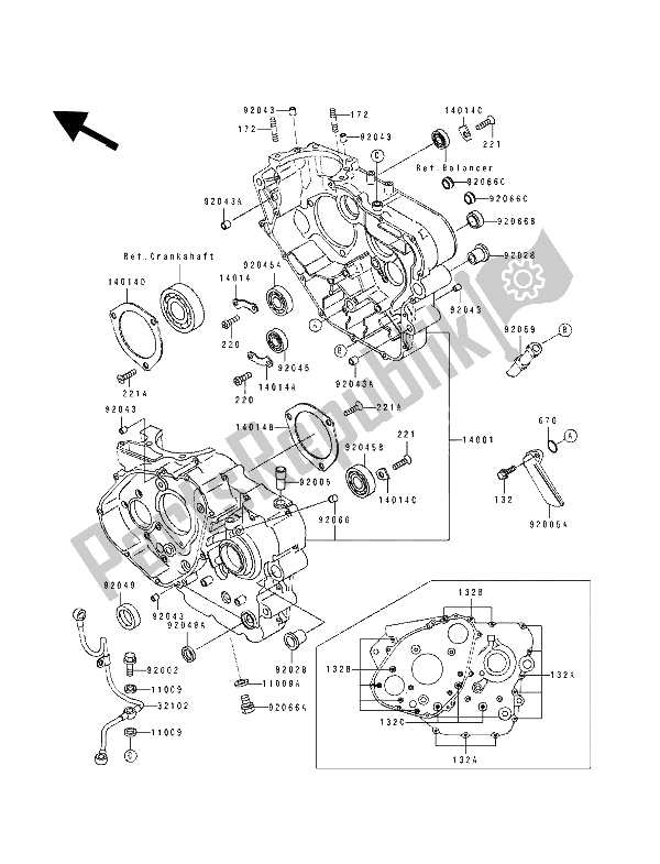 Tutte le parti per il Carter del Kawasaki Tengai 650 1991