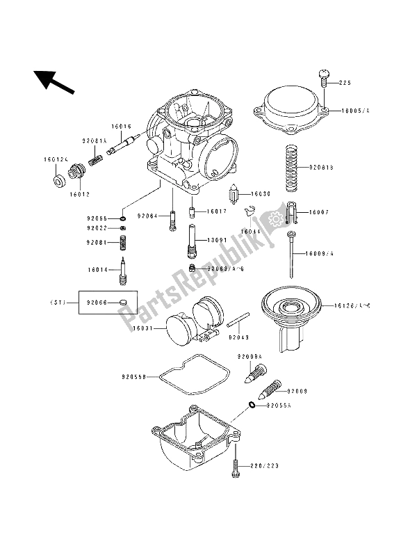 All parts for the Carburetor Parts of the Kawasaki GPZ 500S 1993