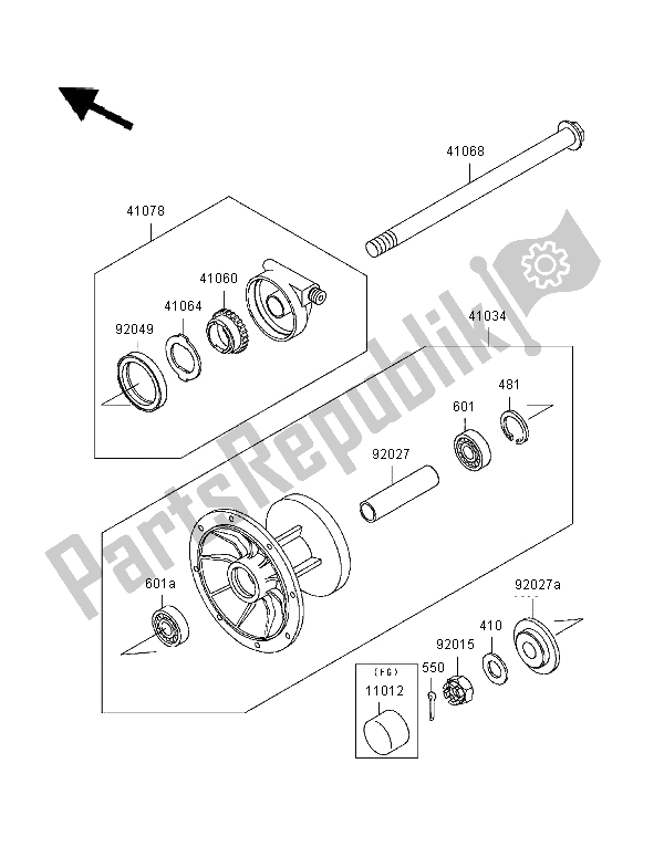 Toutes les pièces pour le Moyeu Avant du Kawasaki KLR 650 1996