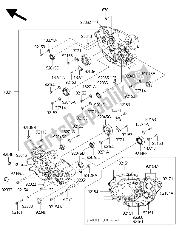 Todas las partes para Caja Del Cigüeñal de Kawasaki KLX 450R 2015