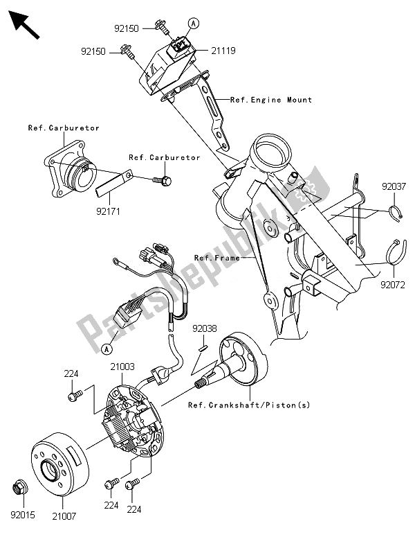 Todas as partes de Gerador do Kawasaki KX 65 2014