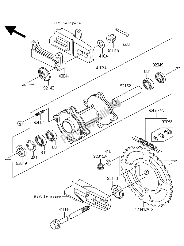 Toutes les pièces pour le Moyeu Arrière du Kawasaki KX 85 SW LW 2011