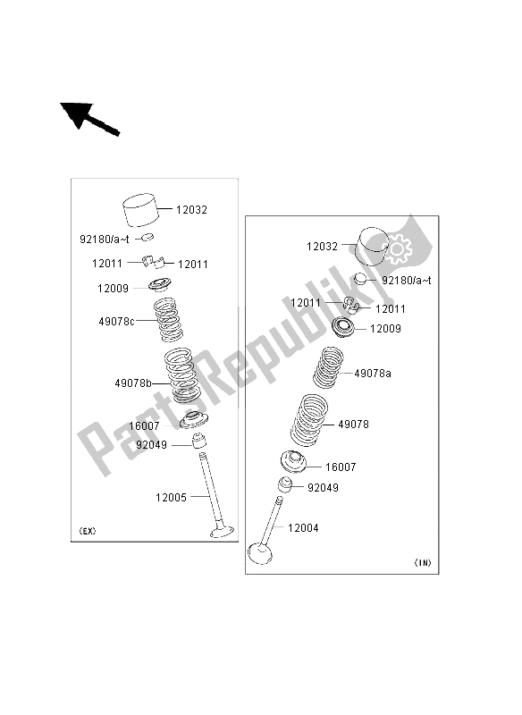 All parts for the Valve of the Kawasaki Ninja ZX 9R 900 2003