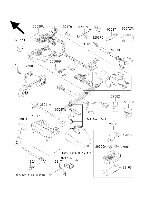 All parts for the Chassis Electrical Equipment of the Kawasaki VN 1500 Drifter 2001