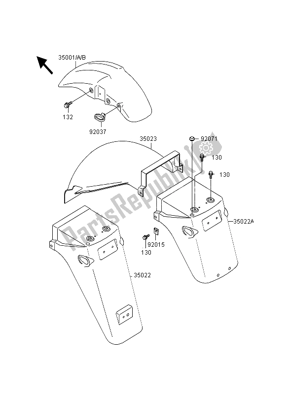 All parts for the Fenders of the Kawasaki GPZ 500S 1995