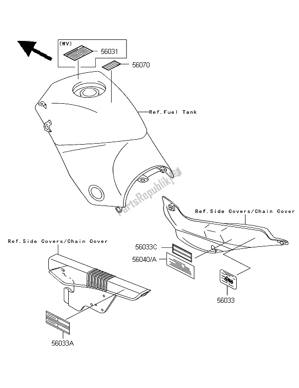 All parts for the Labels of the Kawasaki KLE 500 2006