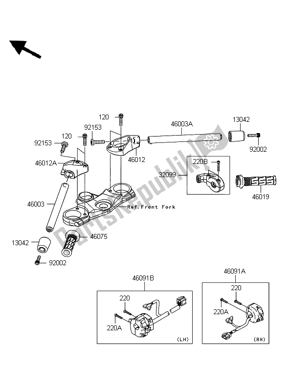 All parts for the Handlebar of the Kawasaki ZZR 1400 ABS 2010